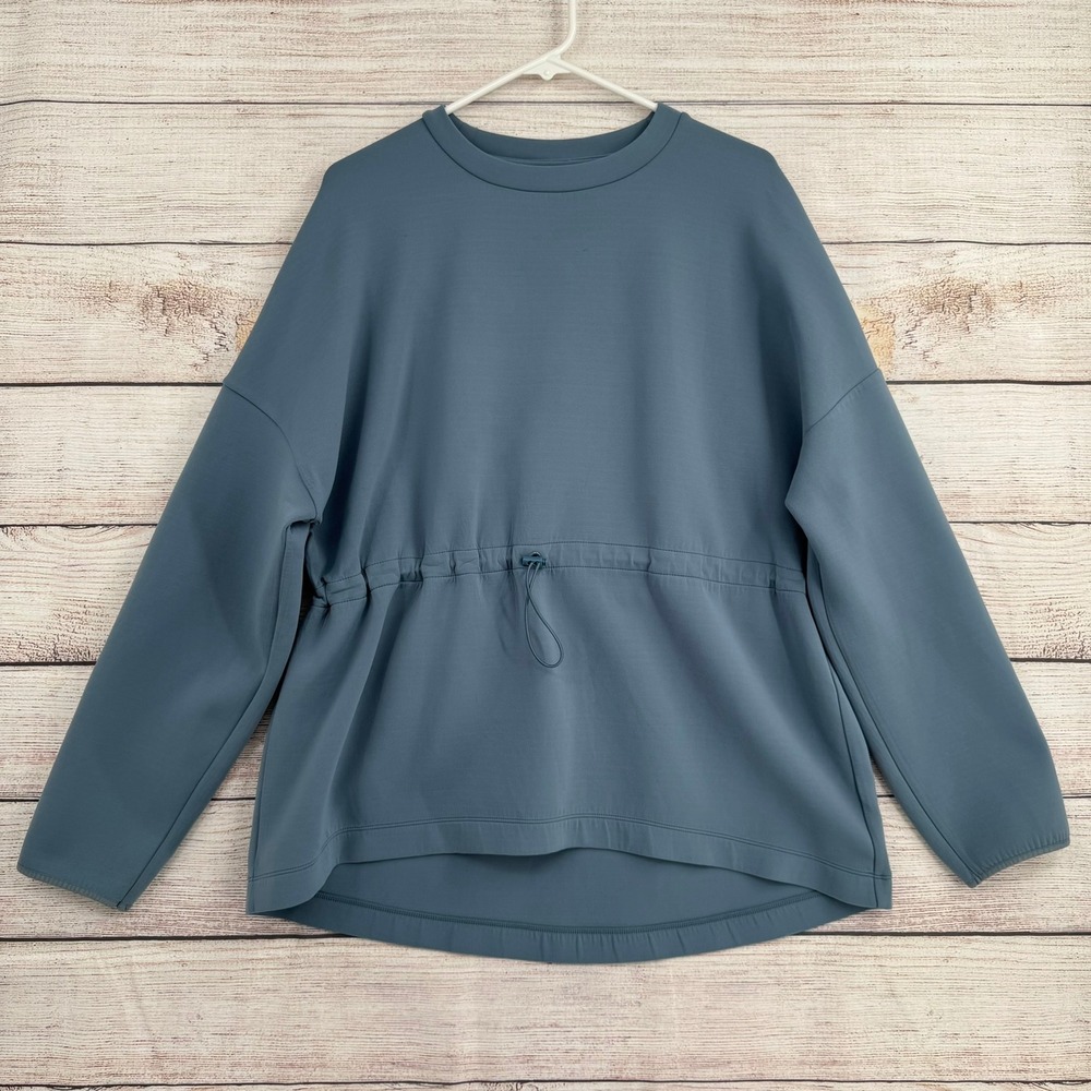 Sweaty Betty After Class Sweatshirt Womens L Blue Cinched Waist SB5879